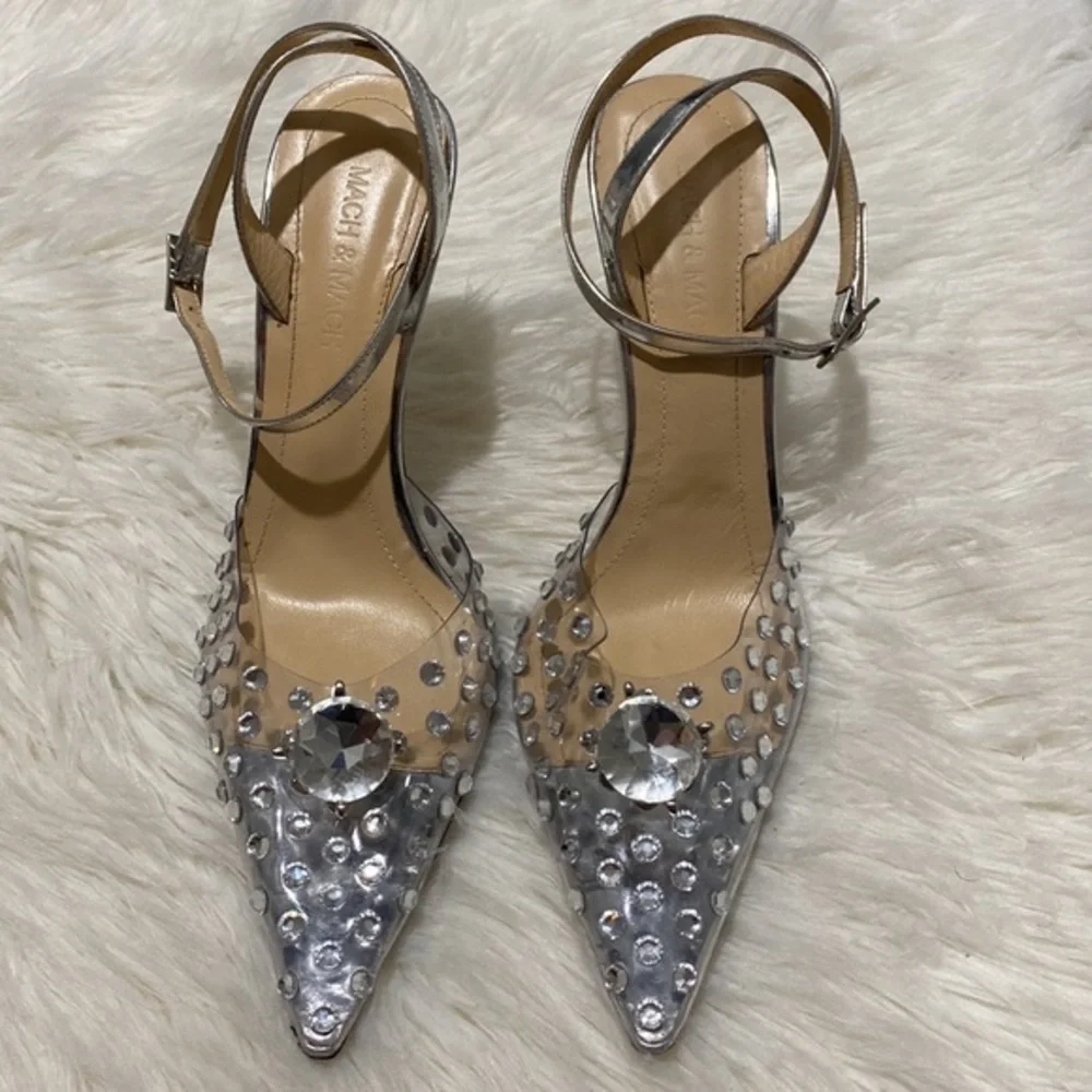 Mach and Mach‎ Crystal Embellished Clear Ankle Strap pump